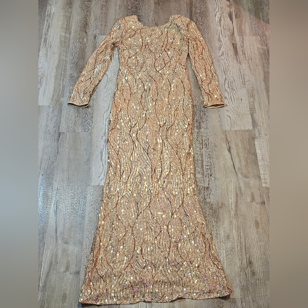 Backless Mermaid Hem Sequin Formal Dress